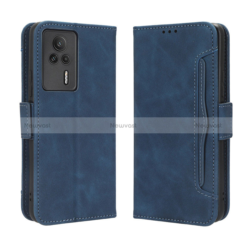 Leather Case Stands Flip Cover Holder BY3 for Xiaomi Redmi K60E 5G Blue