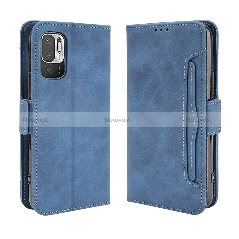 Leather Case Stands Flip Cover Holder BY3 for Xiaomi Redmi Note 10 JE 5G Blue