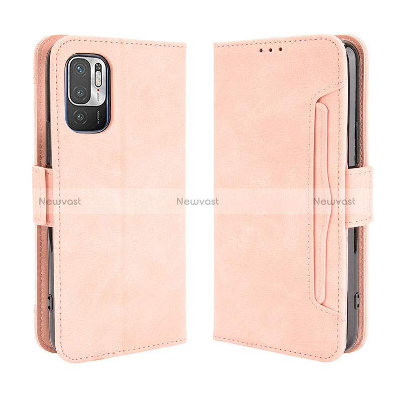 Leather Case Stands Flip Cover Holder BY3 for Xiaomi Redmi Note 10 JE 5G Pink