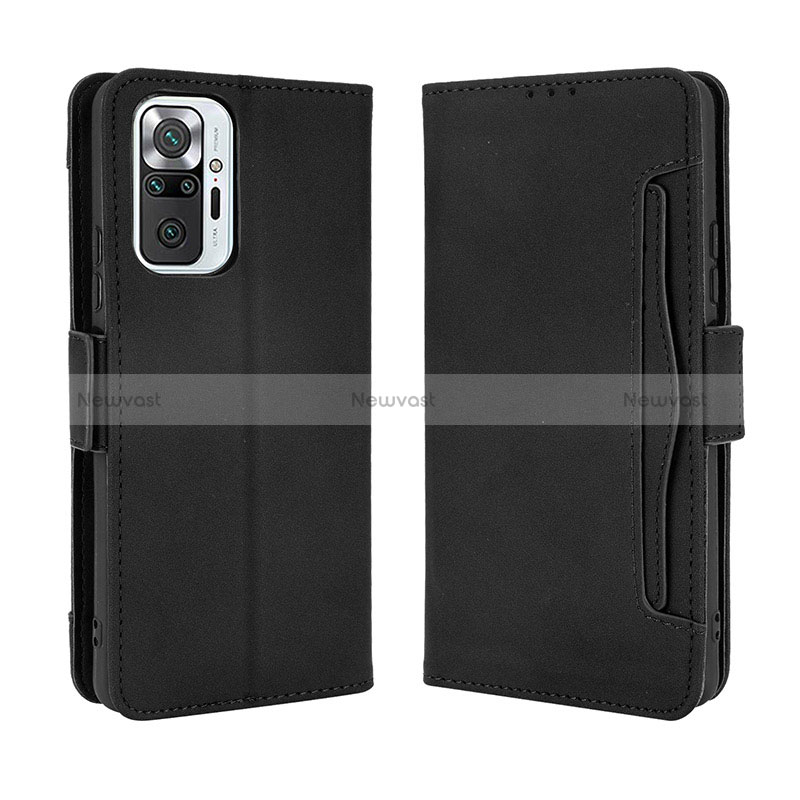 Leather Case Stands Flip Cover Holder BY3 for Xiaomi Redmi Note 10 Pro Max Black