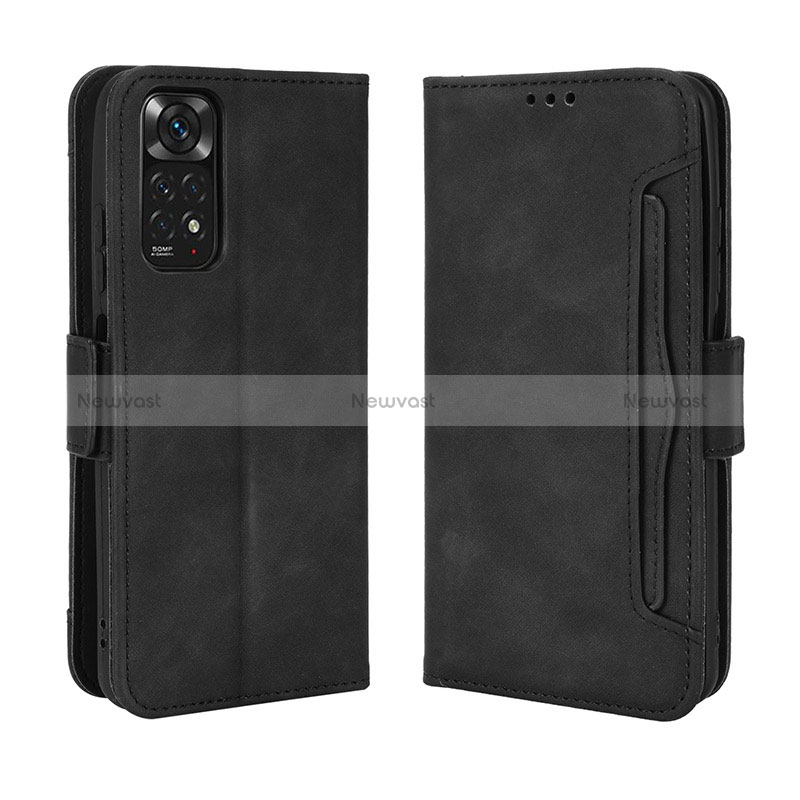 Leather Case Stands Flip Cover Holder BY3 for Xiaomi Redmi Note 11 4G (2022) Black