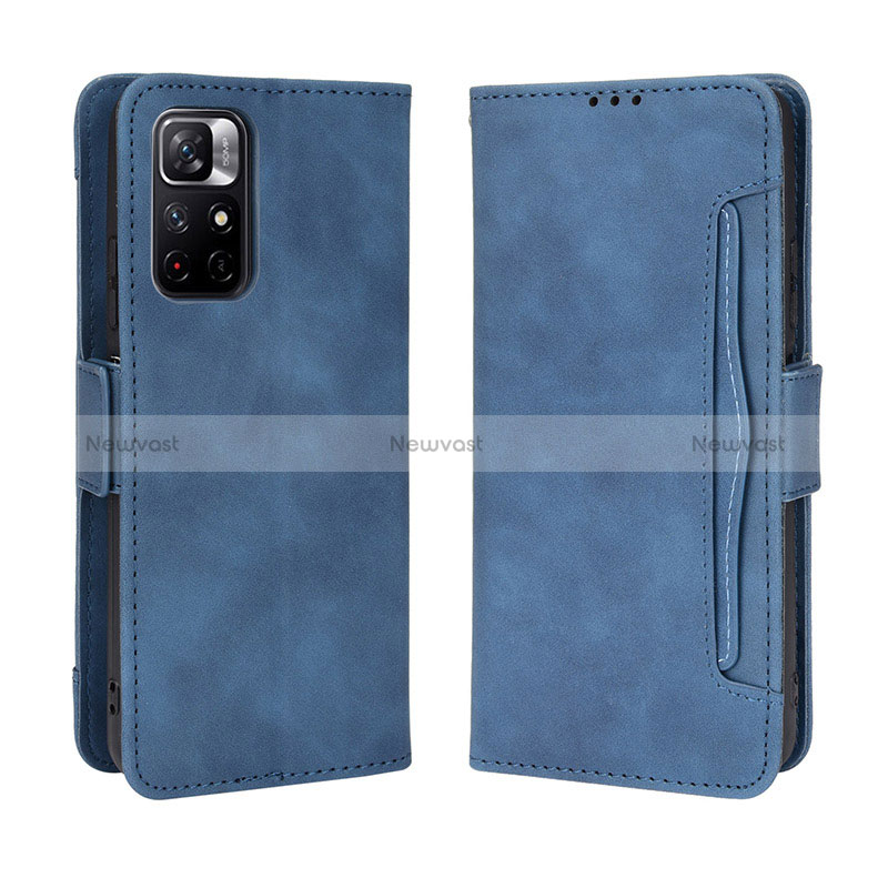 Leather Case Stands Flip Cover Holder BY3 for Xiaomi Redmi Note 11 5G Blue