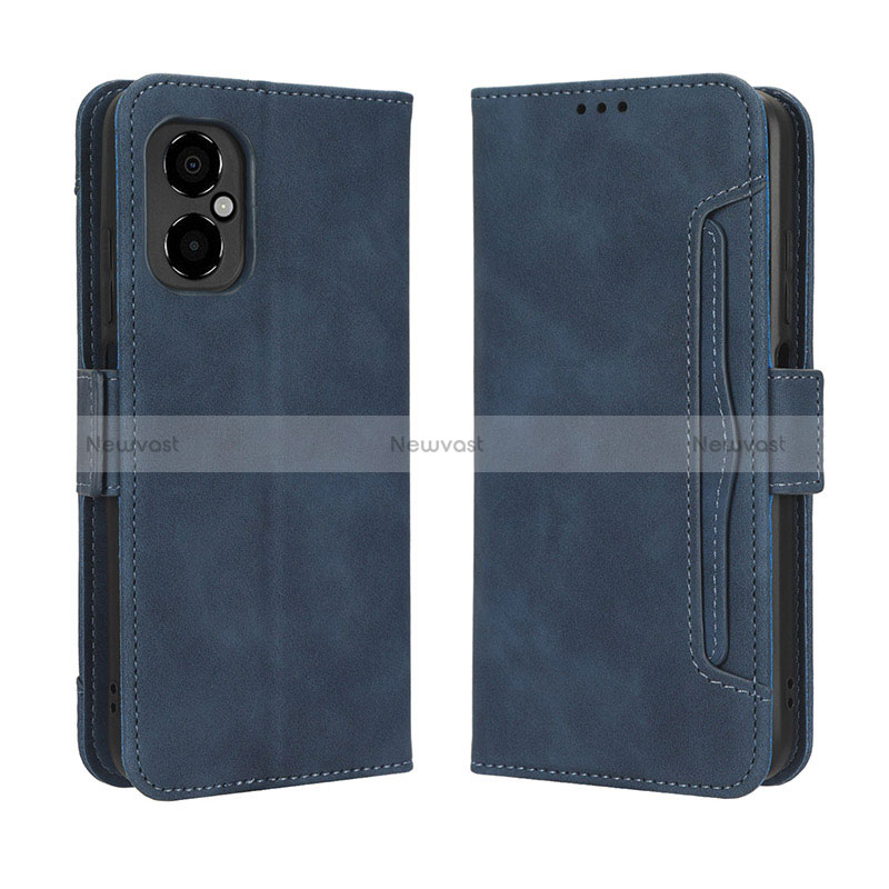 Leather Case Stands Flip Cover Holder BY3 for Xiaomi Redmi Note 11R 5G Blue