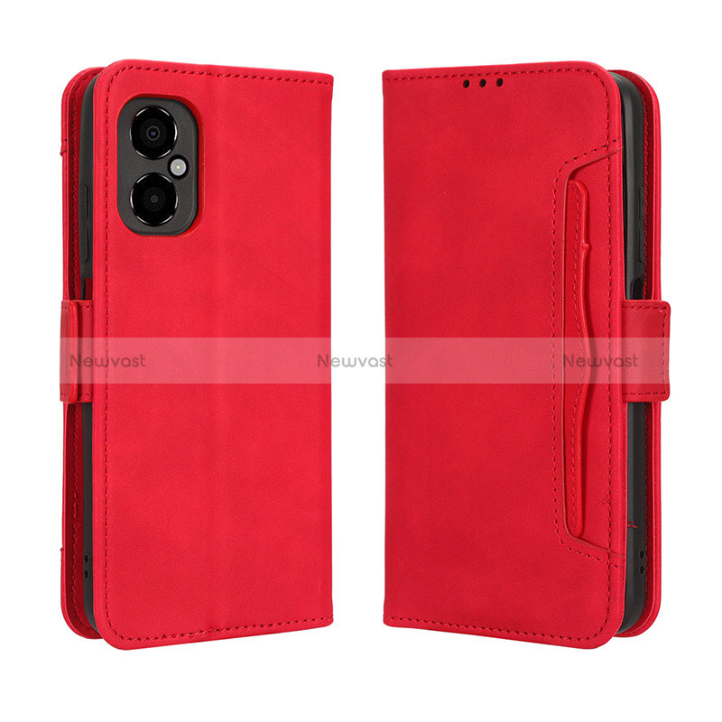 Leather Case Stands Flip Cover Holder BY3 for Xiaomi Redmi Note 11R 5G Red