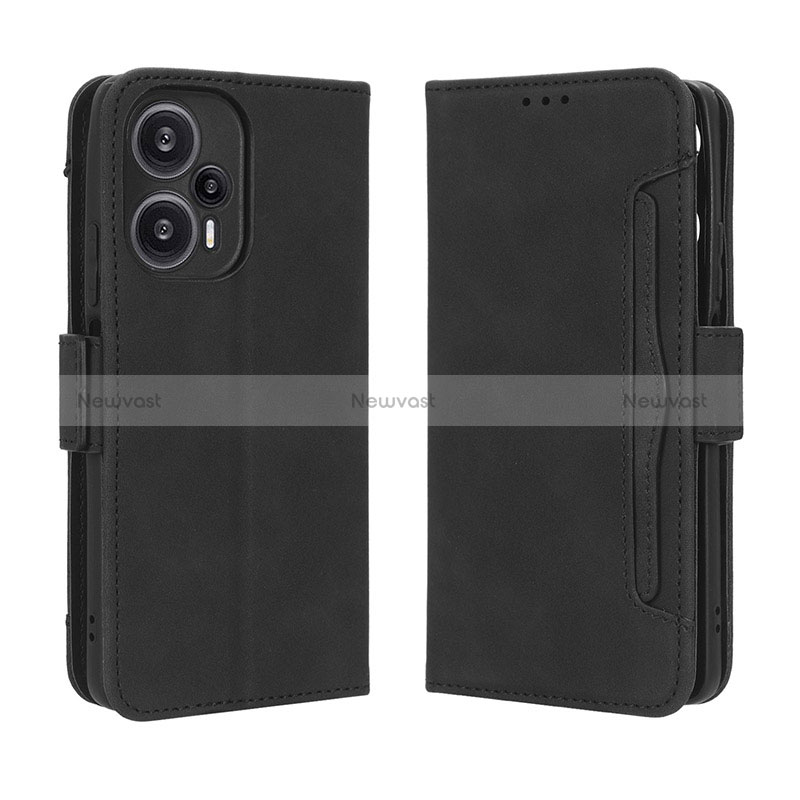 Leather Case Stands Flip Cover Holder BY3 for Xiaomi Redmi Note 12 Turbo 5G Black