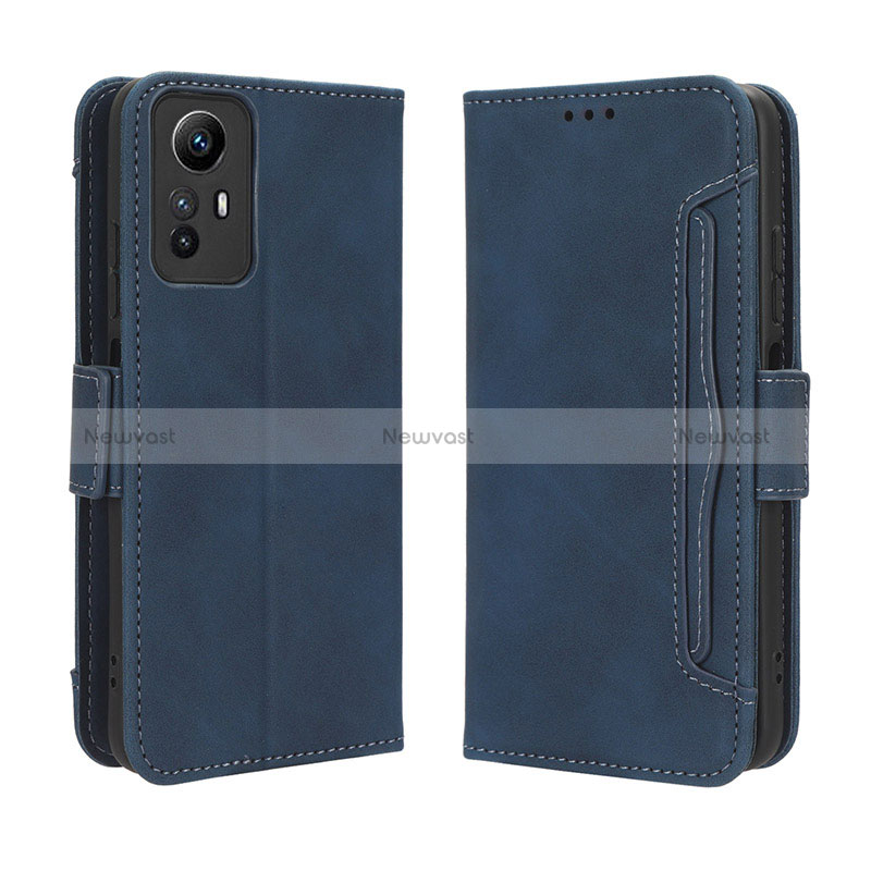 Leather Case Stands Flip Cover Holder BY3 for Xiaomi Redmi Note 12S Blue