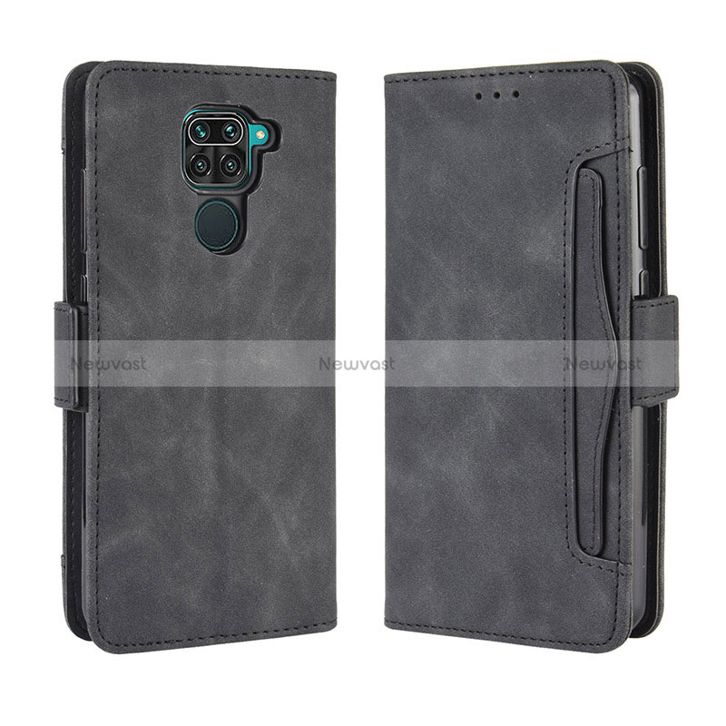 Leather Case Stands Flip Cover Holder BY3 for Xiaomi Redmi Note 9 Black