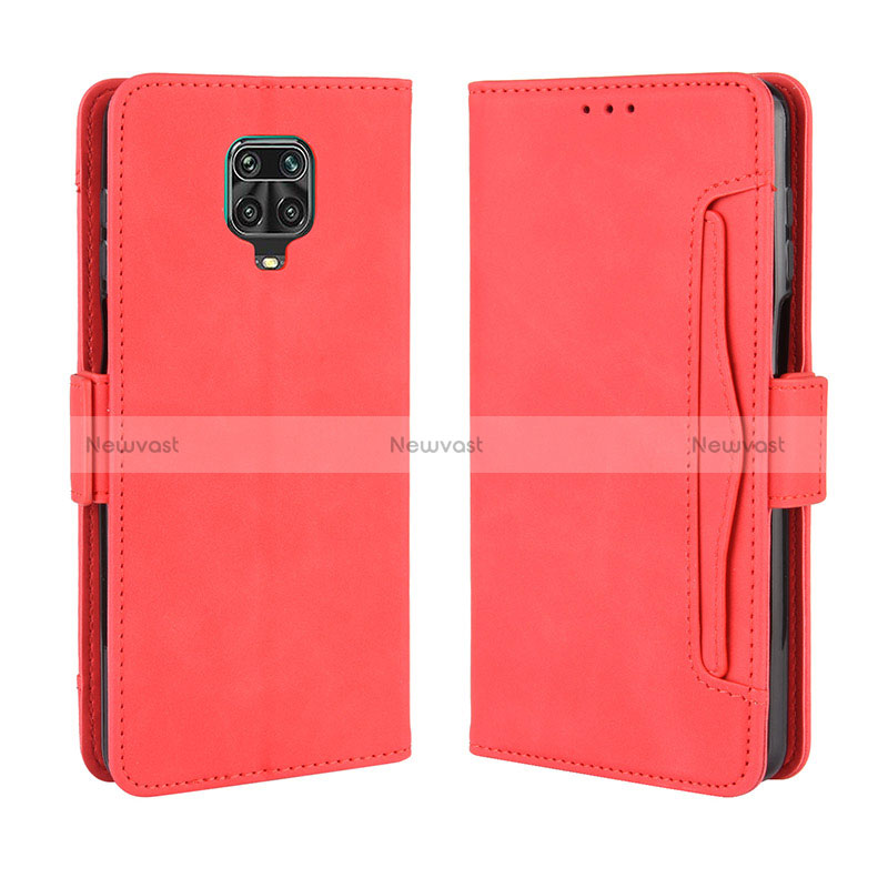 Leather Case Stands Flip Cover Holder BY3 for Xiaomi Redmi Note 9 Pro Red