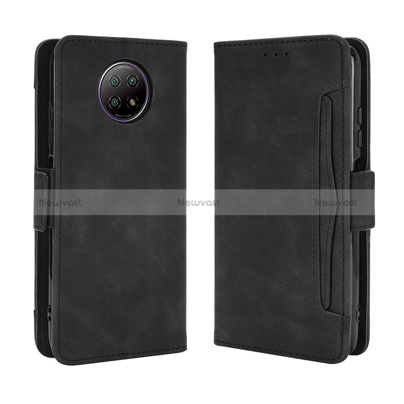 Leather Case Stands Flip Cover Holder BY3 for Xiaomi Redmi Note 9T 5G Black
