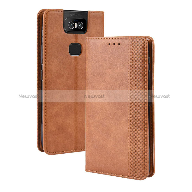 Leather Case Stands Flip Cover Holder BY4 for Asus Zenfone 6 ZS630KL