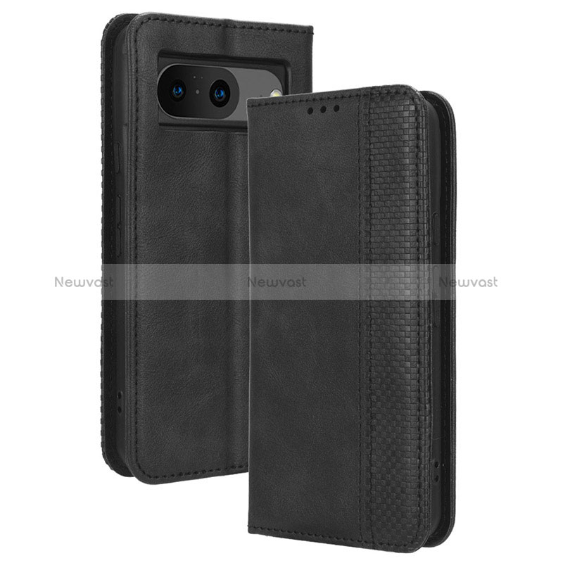 Leather Case Stands Flip Cover Holder BY4 for Google Pixel 8 5G Black