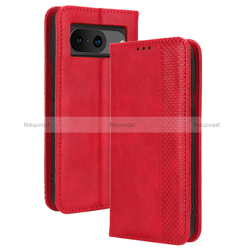 Leather Case Stands Flip Cover Holder BY4 for Google Pixel 8 5G Red