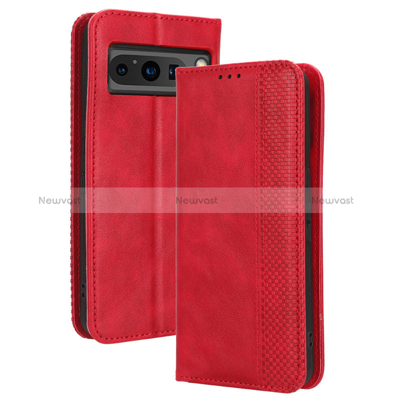 Leather Case Stands Flip Cover Holder BY4 for Google Pixel 8 Pro 5G Red