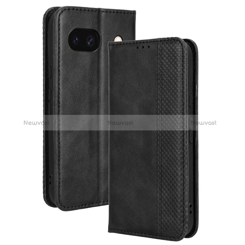 Leather Case Stands Flip Cover Holder BY4 for Google Pixel 8a 5G Black