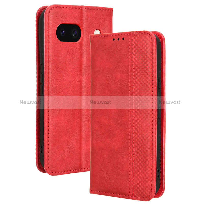 Leather Case Stands Flip Cover Holder BY4 for Google Pixel 8a 5G Red