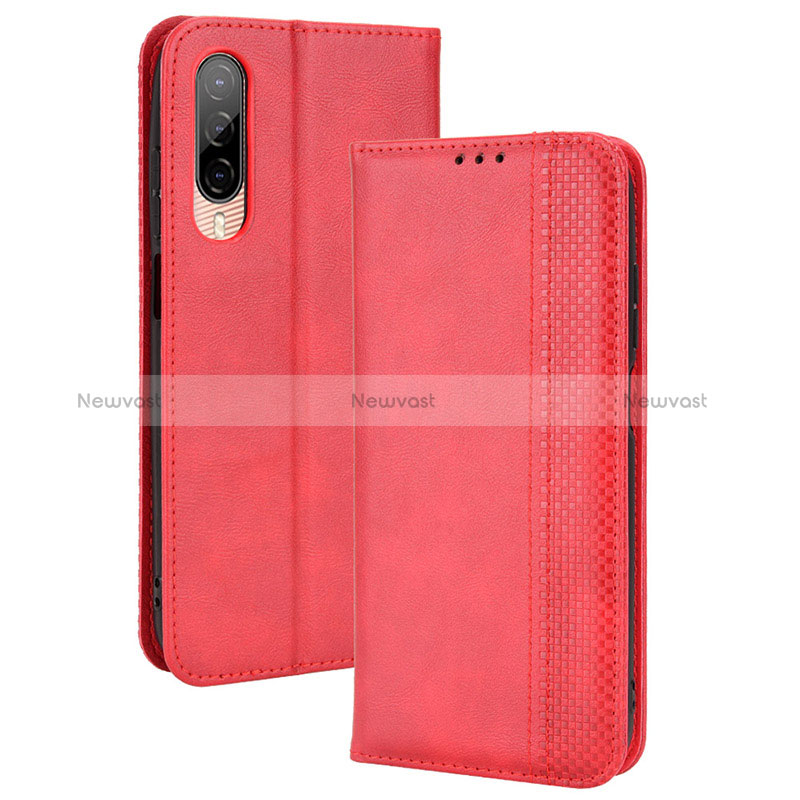 Leather Case Stands Flip Cover Holder BY4 for HTC Desire 22 Pro 5G Red