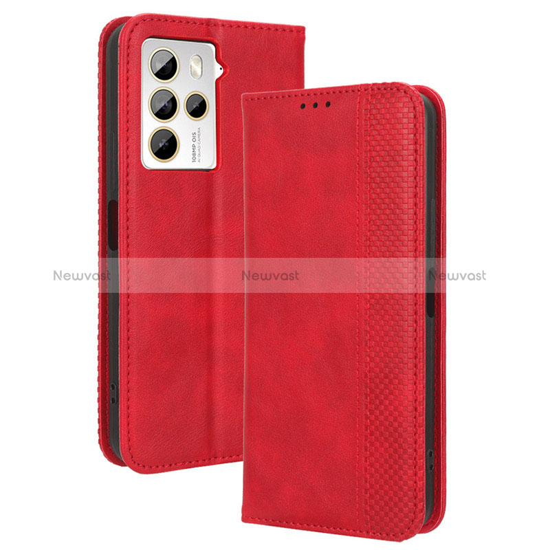 Leather Case Stands Flip Cover Holder BY4 for HTC U23 5G Red