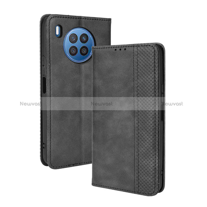 Leather Case Stands Flip Cover Holder BY4 for Huawei Honor 50 Lite Black