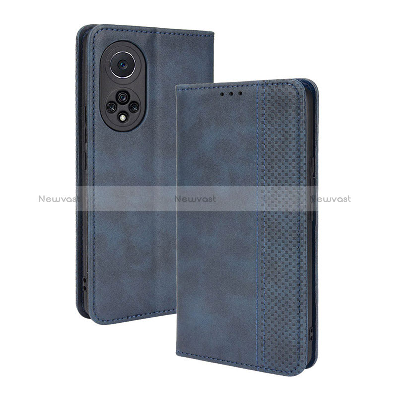 Leather Case Stands Flip Cover Holder BY4 for Huawei Honor 50 Pro 5G Blue