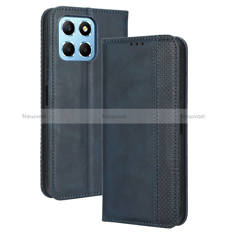 Leather Case Stands Flip Cover Holder BY4 for Huawei Honor 70 Lite 5G Blue