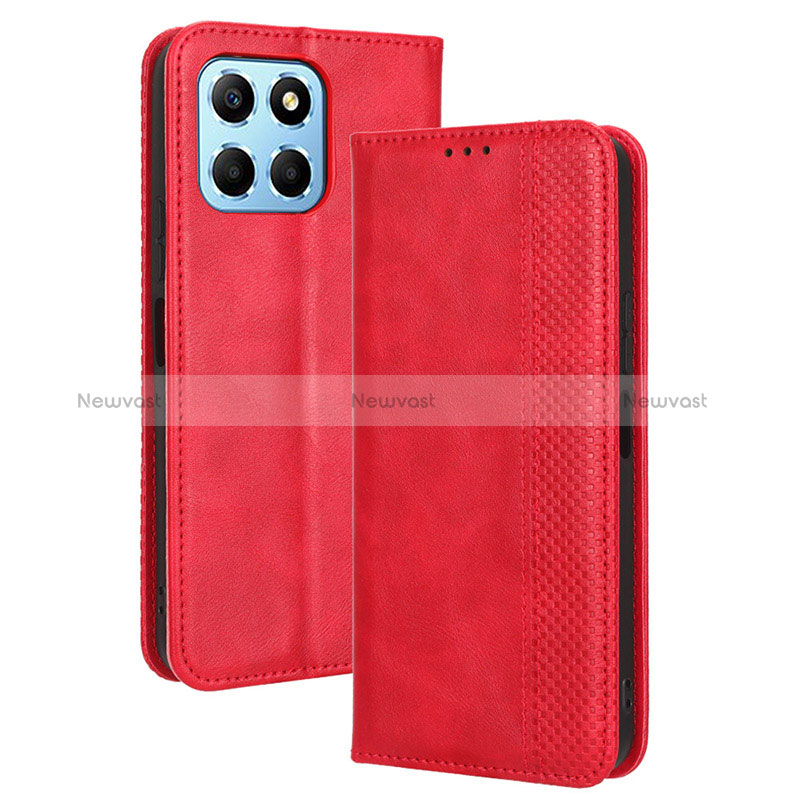 Leather Case Stands Flip Cover Holder BY4 for Huawei Honor 70 Lite 5G Red