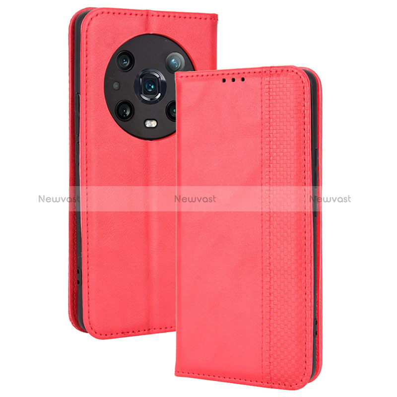 Leather Case Stands Flip Cover Holder BY4 for Huawei Honor Magic4 Pro 5G Red