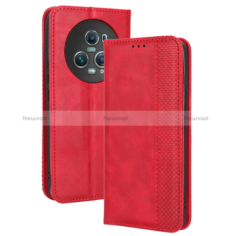 Leather Case Stands Flip Cover Holder BY4 for Huawei Honor Magic5 Pro 5G Red