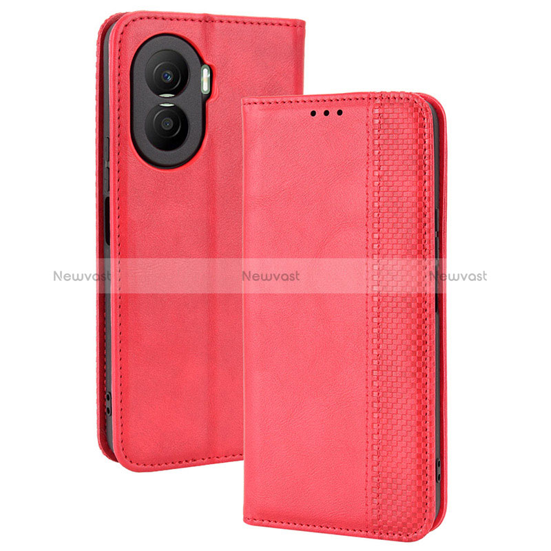 Leather Case Stands Flip Cover Holder BY4 for Huawei Honor X40i 5G Red