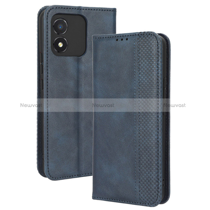 Leather Case Stands Flip Cover Holder BY4 for Huawei Honor X5 Blue