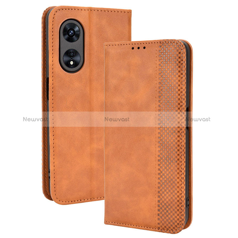 Leather Case Stands Flip Cover Holder BY4 for Huawei Honor X5 Plus Brown