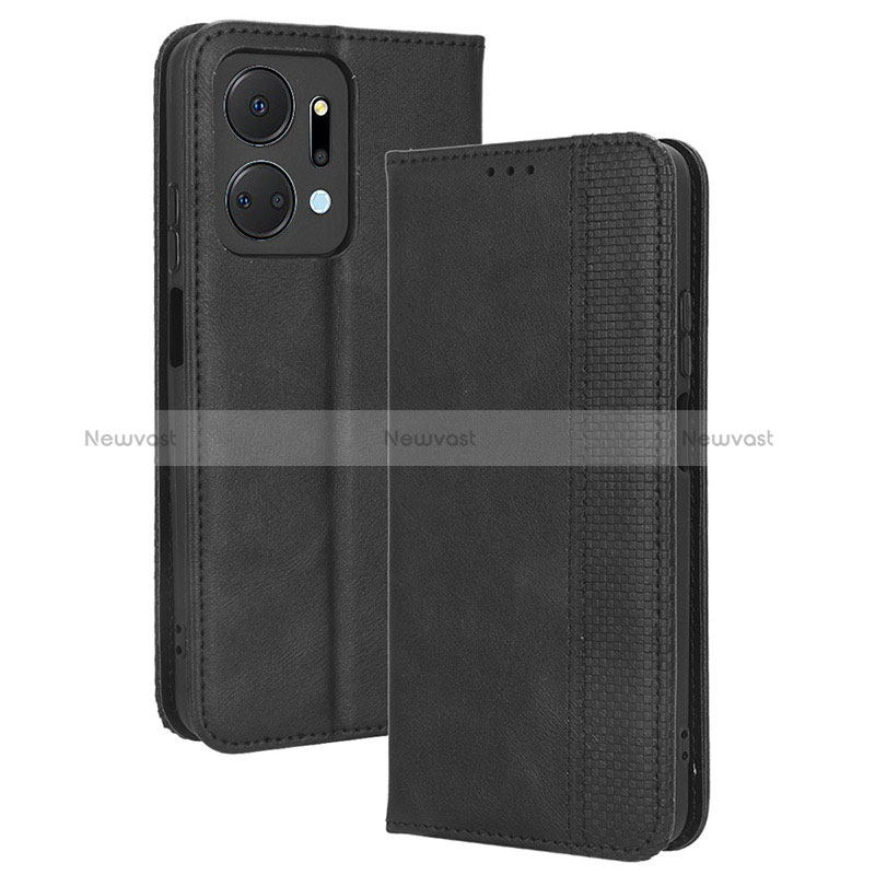 Leather Case Stands Flip Cover Holder BY4 for Huawei Honor X7a Black