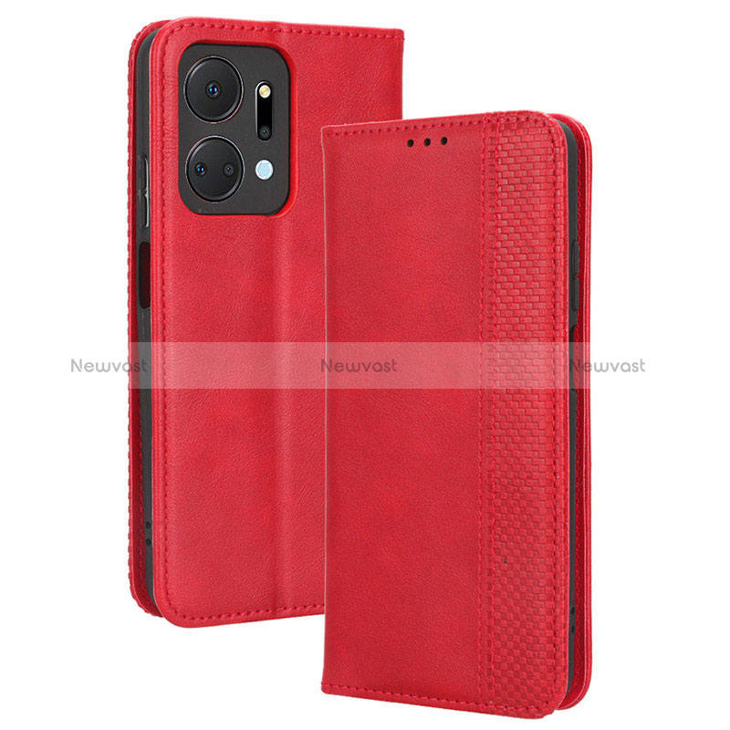 Leather Case Stands Flip Cover Holder BY4 for Huawei Honor X7a Red