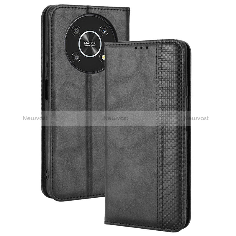 Leather Case Stands Flip Cover Holder BY4 for Huawei Honor X9 5G Black