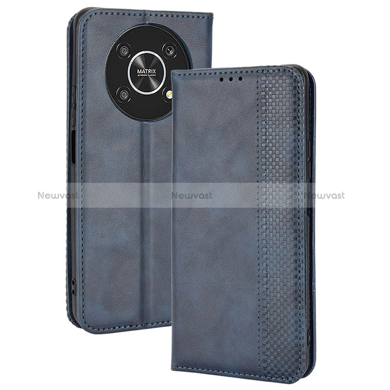 Leather Case Stands Flip Cover Holder BY4 for Huawei Honor X9 5G Blue