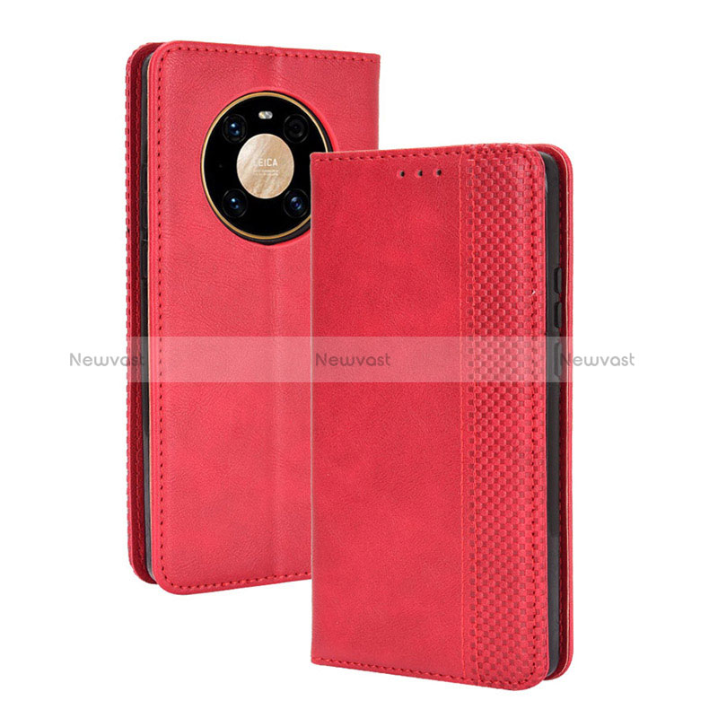 Leather Case Stands Flip Cover Holder BY4 for Huawei Mate 40 Pro Red