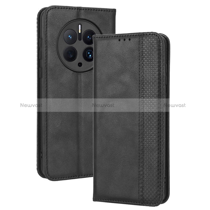 Leather Case Stands Flip Cover Holder BY4 for Huawei Mate 50 Pro Black