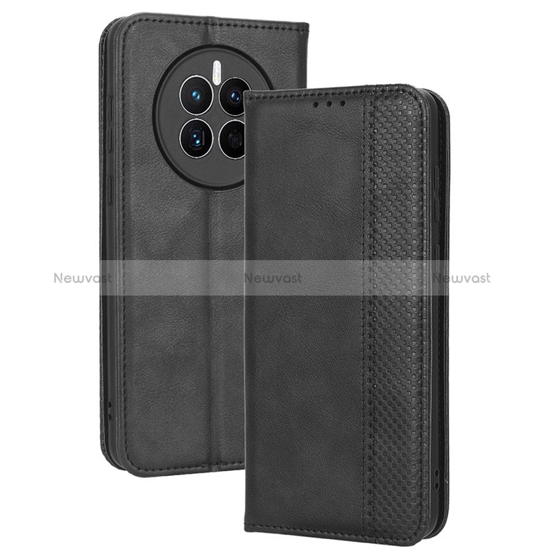 Leather Case Stands Flip Cover Holder BY4 for Huawei Mate 50E Black