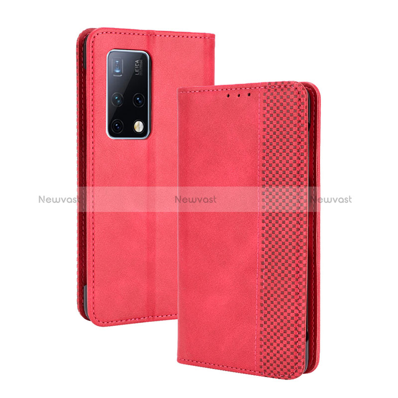 Leather Case Stands Flip Cover Holder BY4 for Huawei Mate X2 Red