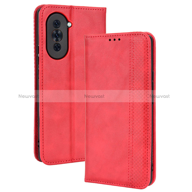 Leather Case Stands Flip Cover Holder BY4 for Huawei Nova 10 Red