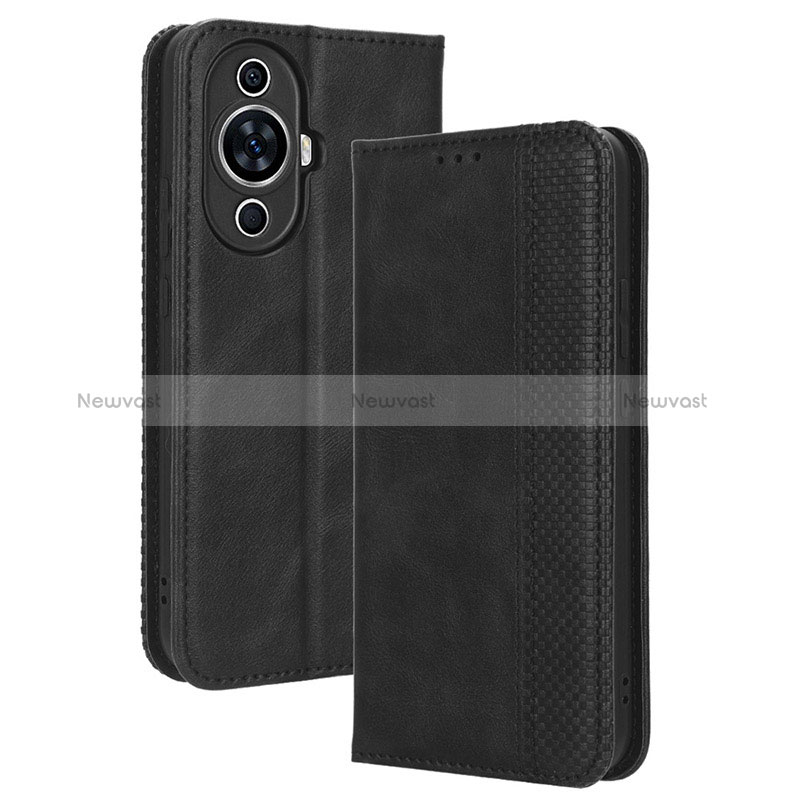 Leather Case Stands Flip Cover Holder BY4 for Huawei Nova 11 Black