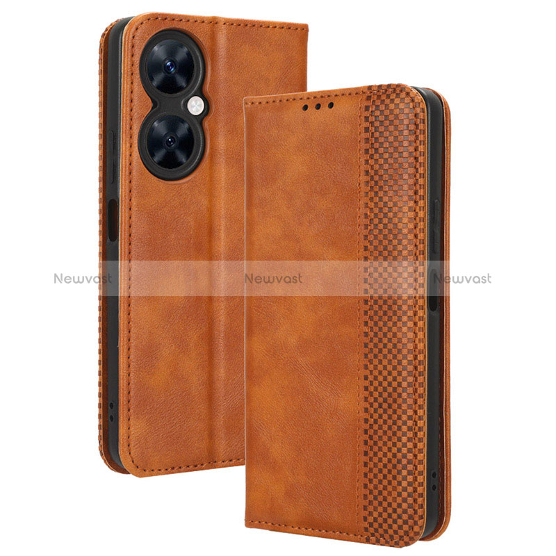 Leather Case Stands Flip Cover Holder BY4 for Huawei Nova 11i Brown