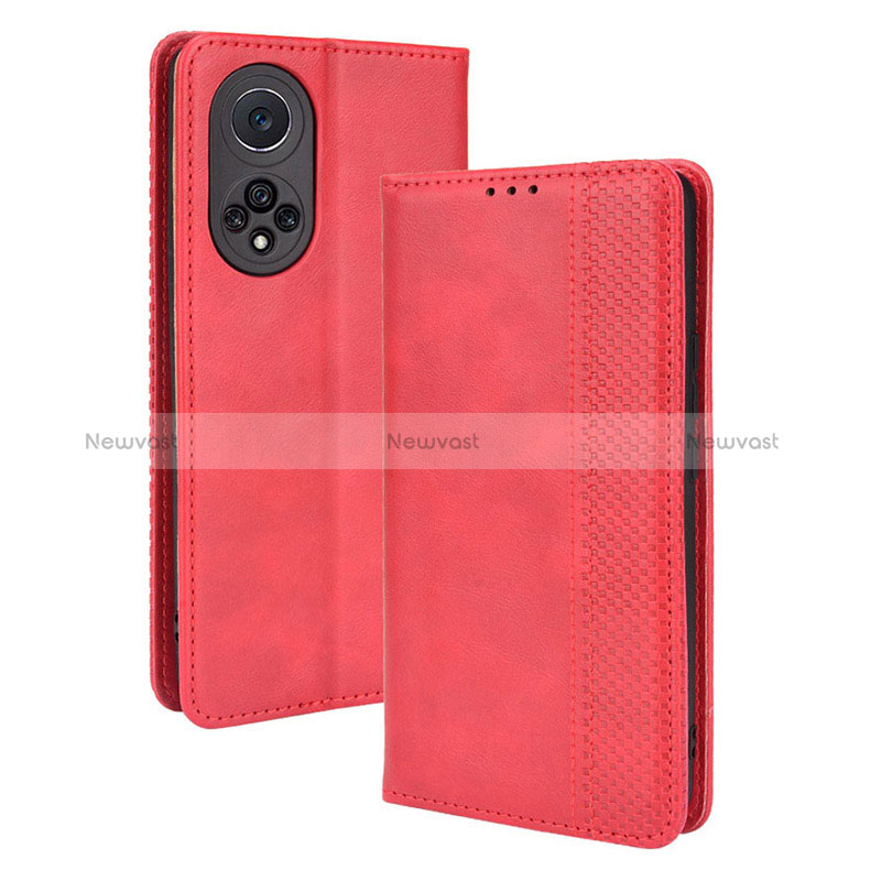 Leather Case Stands Flip Cover Holder BY4 for Huawei Nova 9 Pro Red