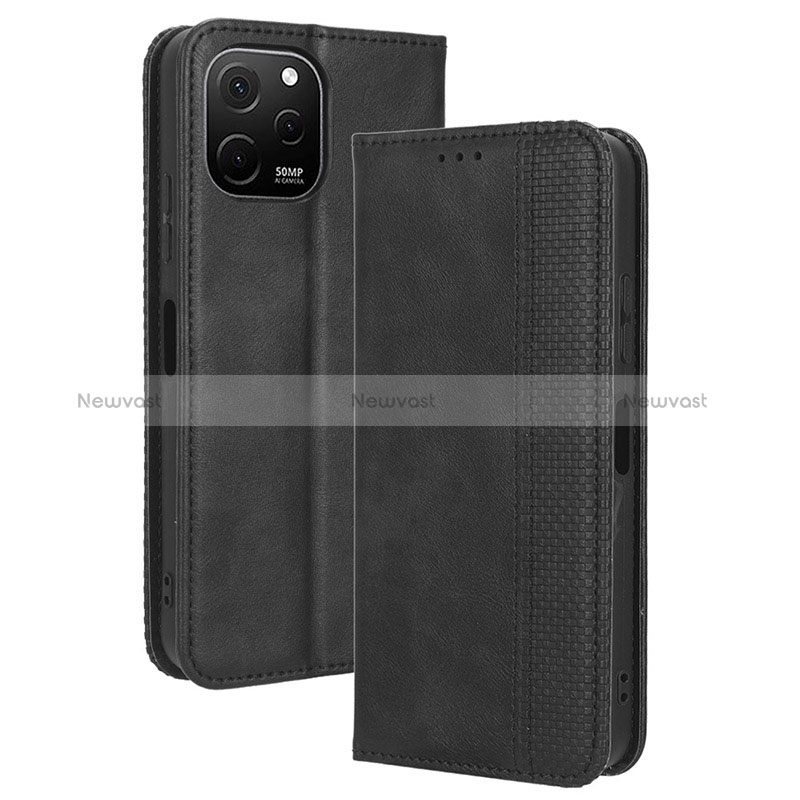 Leather Case Stands Flip Cover Holder BY4 for Huawei Nova Y61 Black