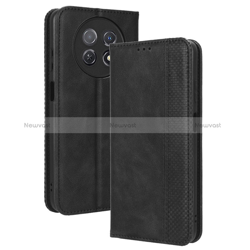 Leather Case Stands Flip Cover Holder BY4 for Huawei Nova Y91 Black