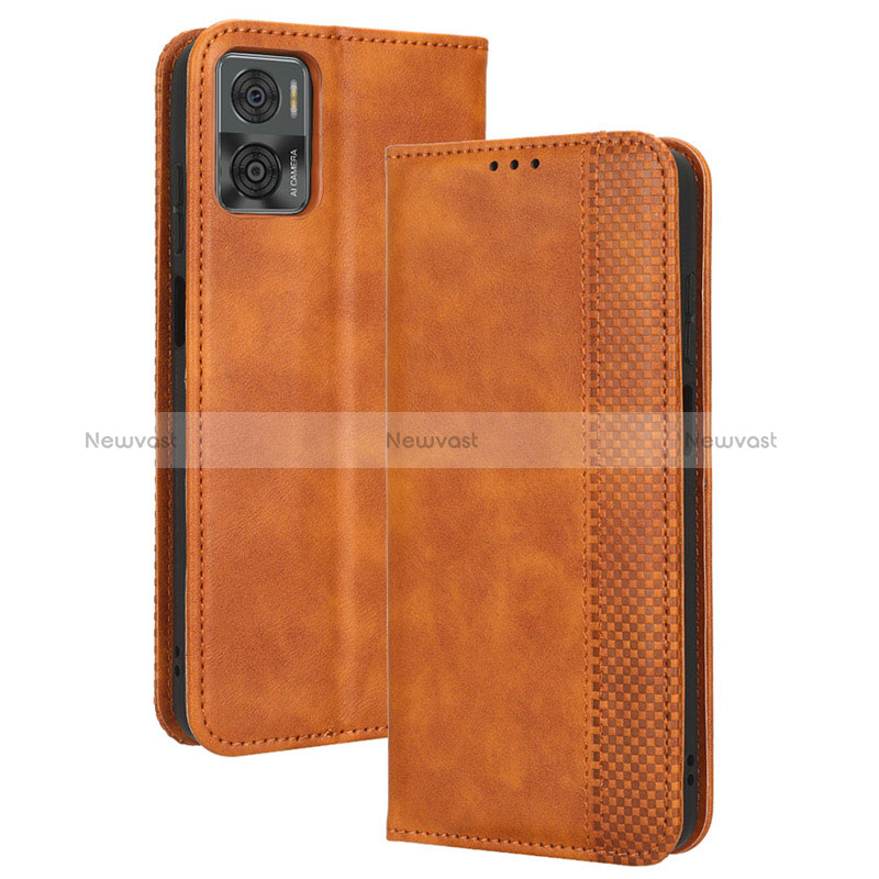 Leather Case Stands Flip Cover Holder BY4 for Motorola Moto E22