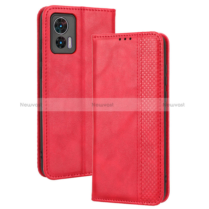 Leather Case Stands Flip Cover Holder BY4 for Motorola Moto Edge 30 Neo 5G Red