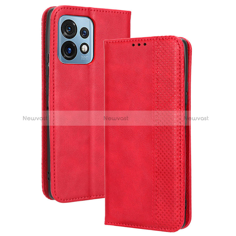 Leather Case Stands Flip Cover Holder BY4 for Motorola Moto Edge 40 Pro 5G Red