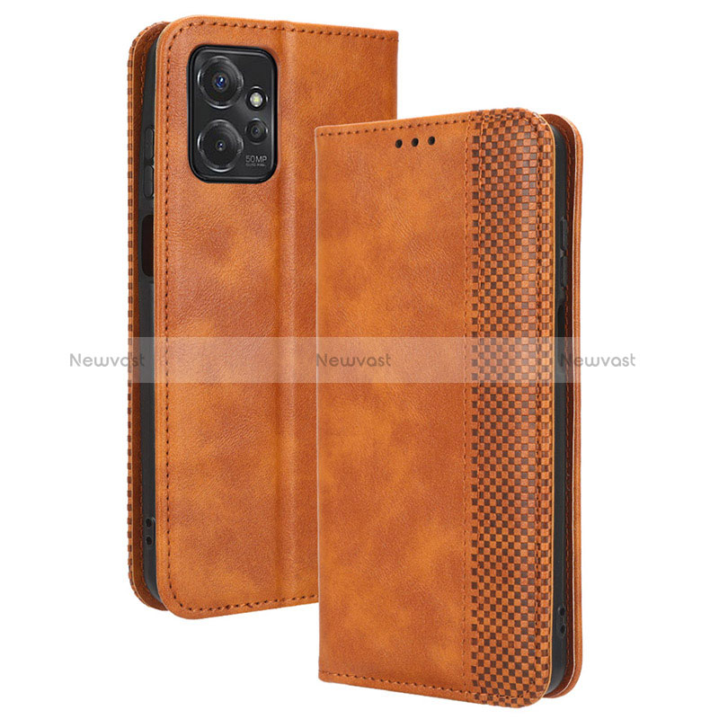 Leather Case Stands Flip Cover Holder BY4 for Motorola Moto G Power 5G (2023) Brown