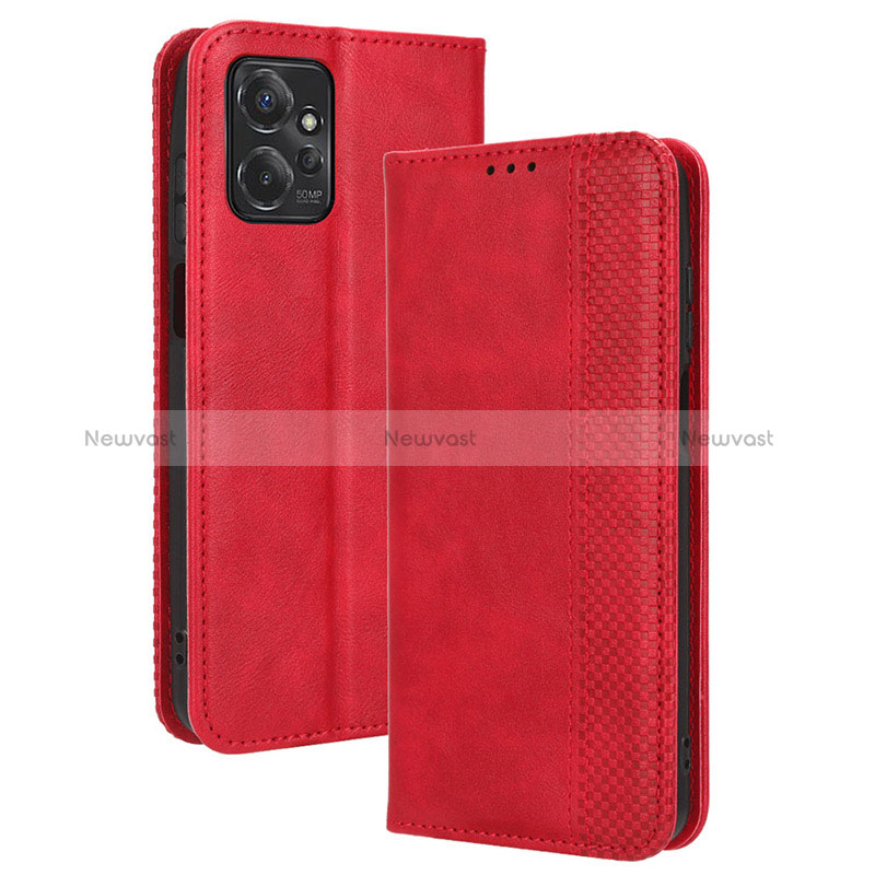 Leather Case Stands Flip Cover Holder BY4 for Motorola Moto G Power 5G (2023) Red