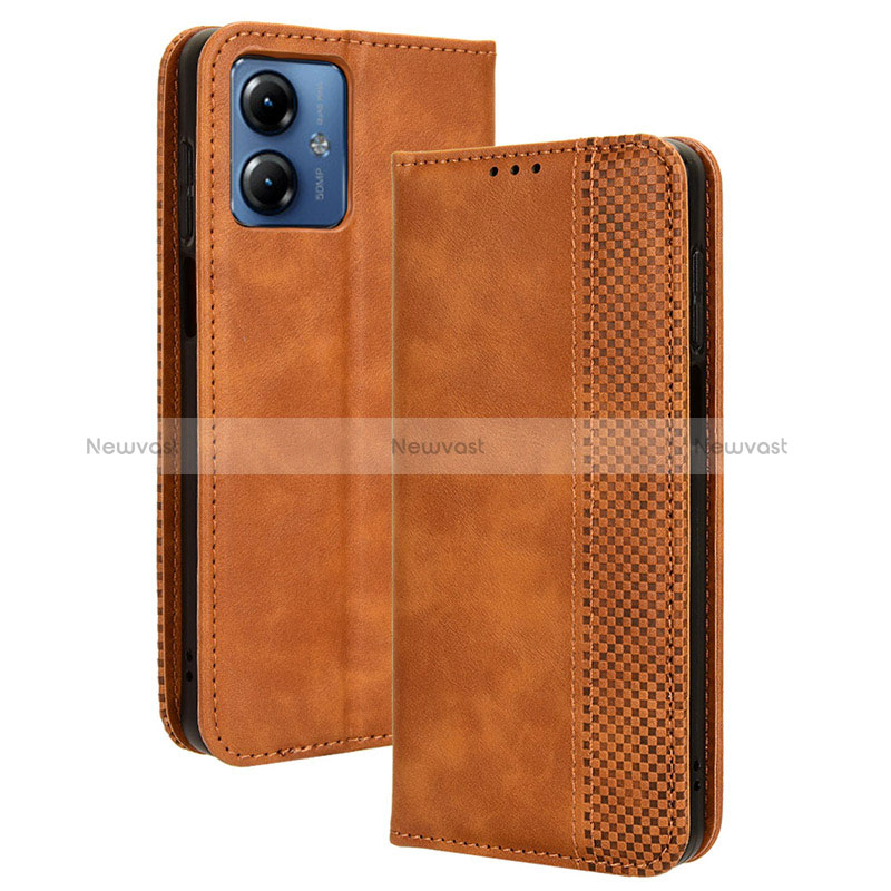 Leather Case Stands Flip Cover Holder BY4 for Motorola Moto G14